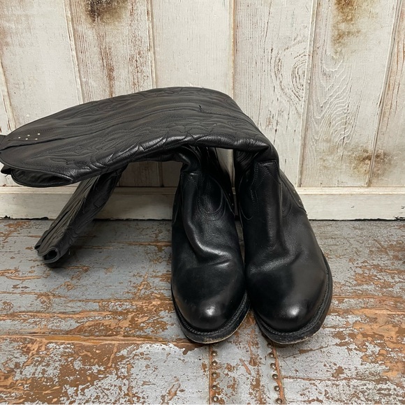 Barbara Bui Black Embroidered and Studded Heeled Western Boots - Picture 12 of 16